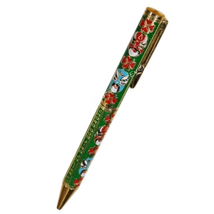 Kugelschreiber Cloisonne Emaille Peking Oper grün rot gold 5401a